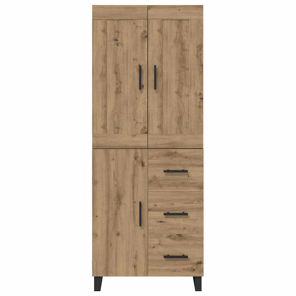 Hoge kast met lade 2 pcs Artisan Eiken Geengineerd Hout en Glas