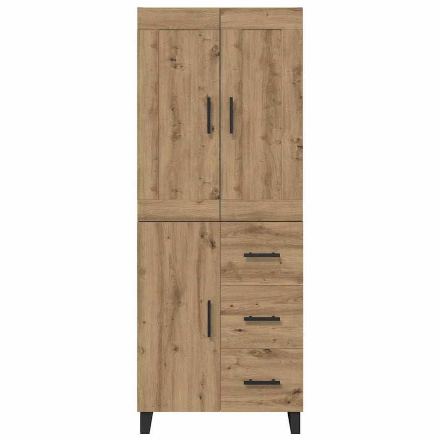 Hoge kast met lade 2 pcs Artisan Eiken Geengineerd Hout en Glas