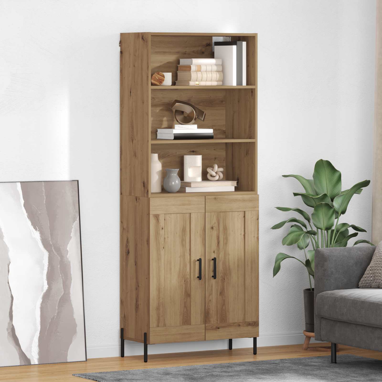 Hoge kast Artisan Eiken 69,5 x 32,5 x 180 cm Bewerkt hout