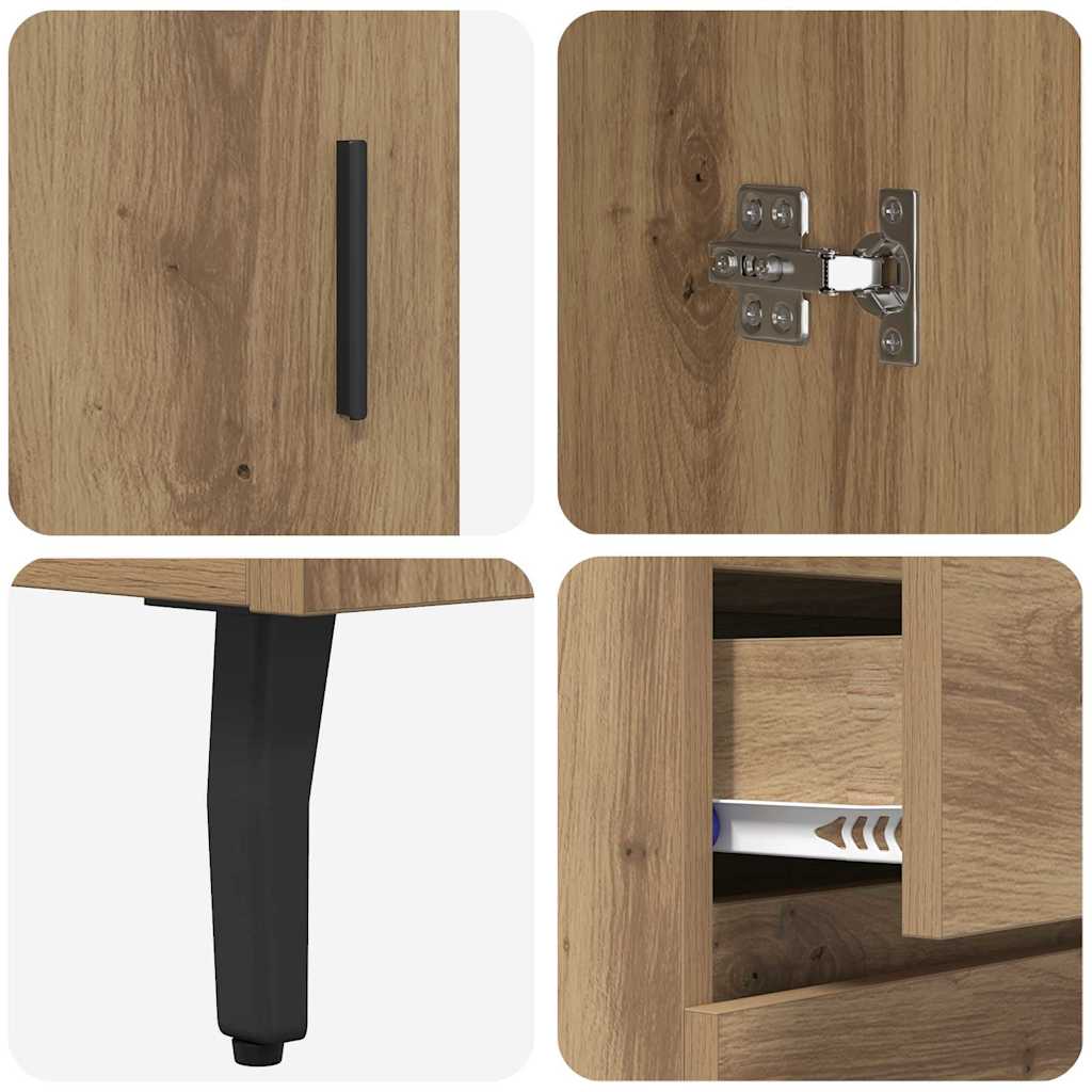 Hoge kast met lade 2 pcs Artisan Eiken Geengineerd Hout en Glas