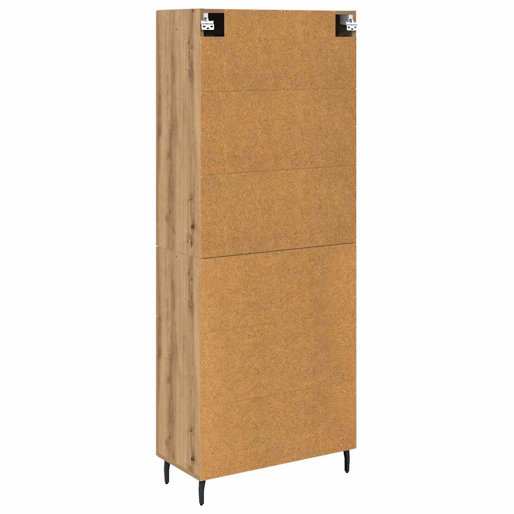 Hoge kast met lade 2 pcs Artisan Eiken Geengineerd Hout en Glas