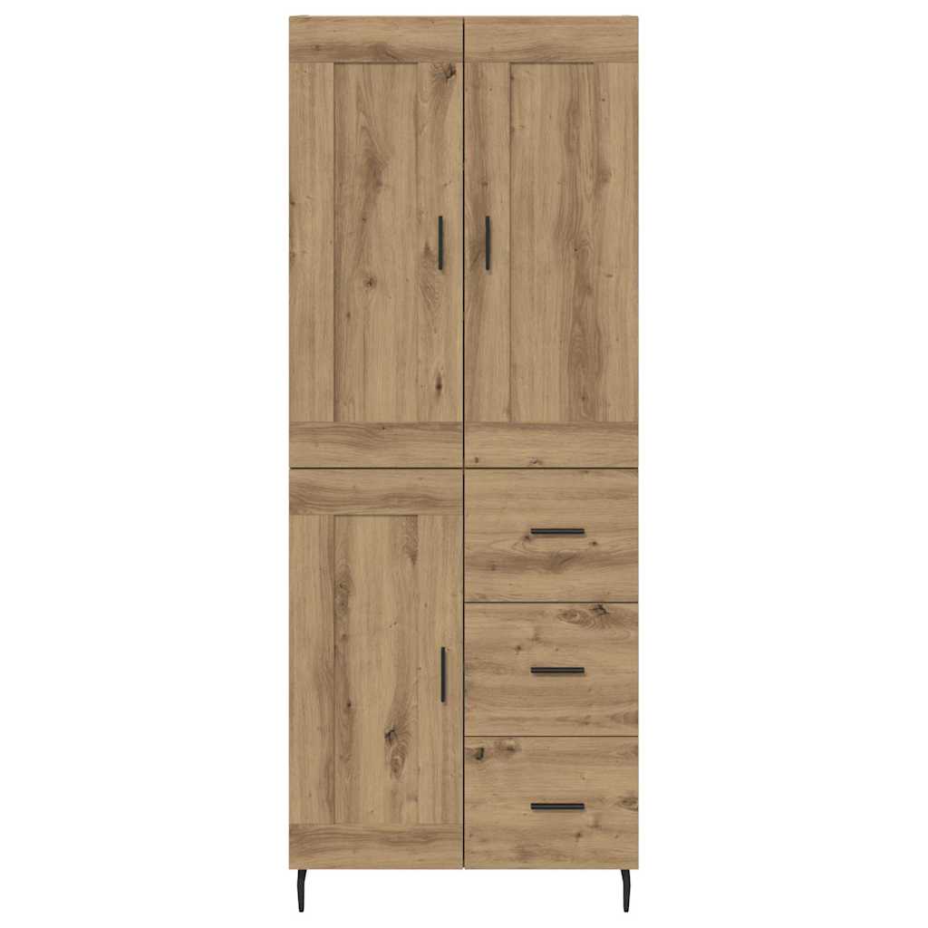 Hoge kast met lade 2 pcs Artisan Eiken Geengineerd Hout en Glas