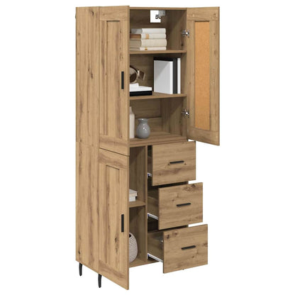 Hoge kast met lade 2 pcs Artisan Eiken Geengineerd Hout en Glas