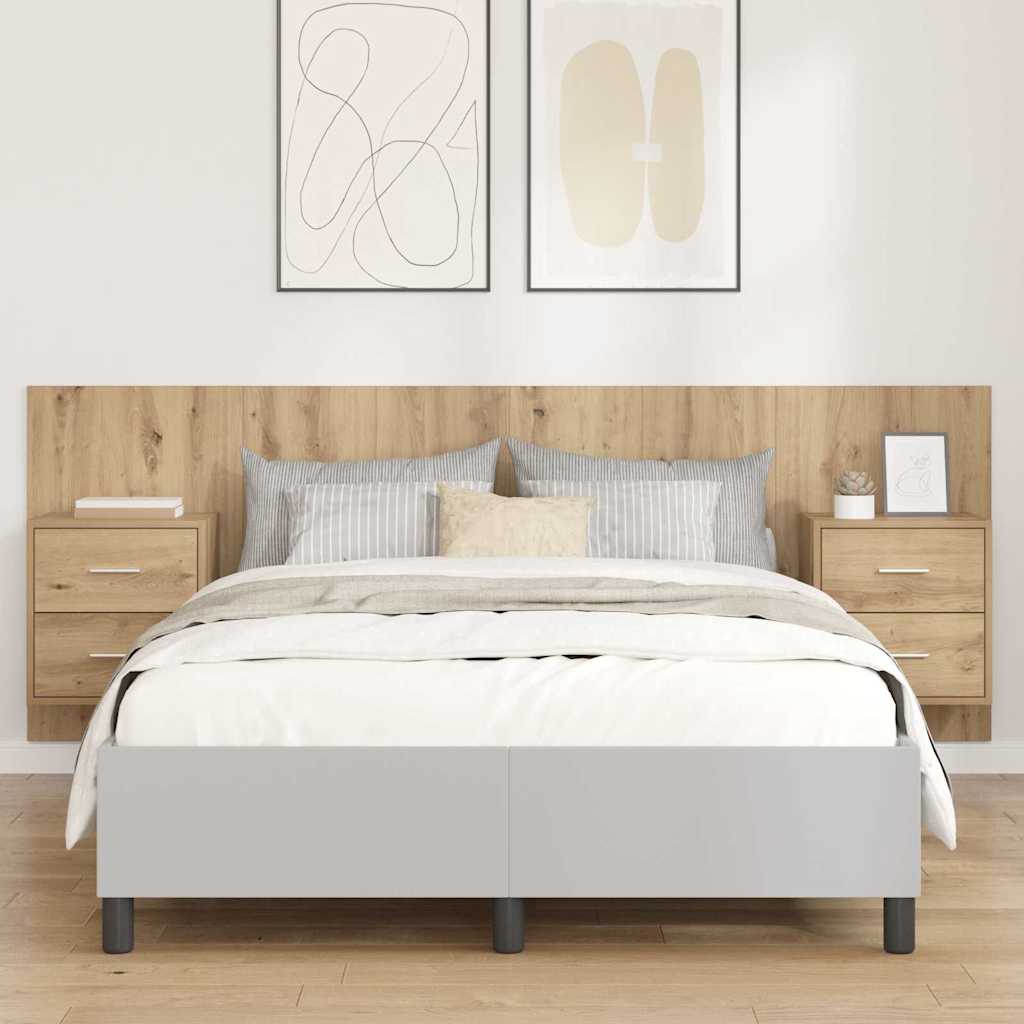 Hoofdbord Met Kast met lade 3 pcs Artisan Eiken Bewerkt hout