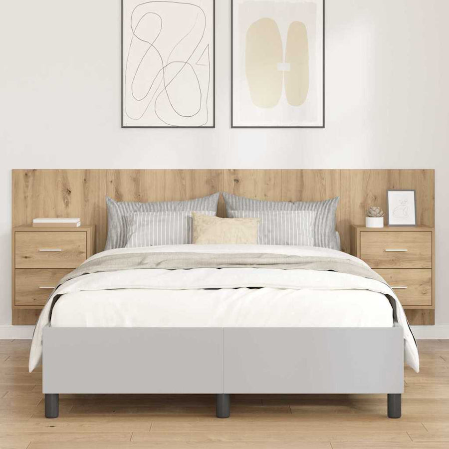 Hoofdbord Met Kast met lade 3 pcs Artisan Eiken Bewerkt hout