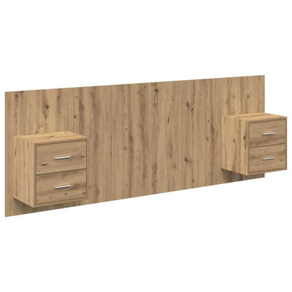 Hoofdbord Met Kast met lade 3 pcs Artisan Eiken Bewerkt hout