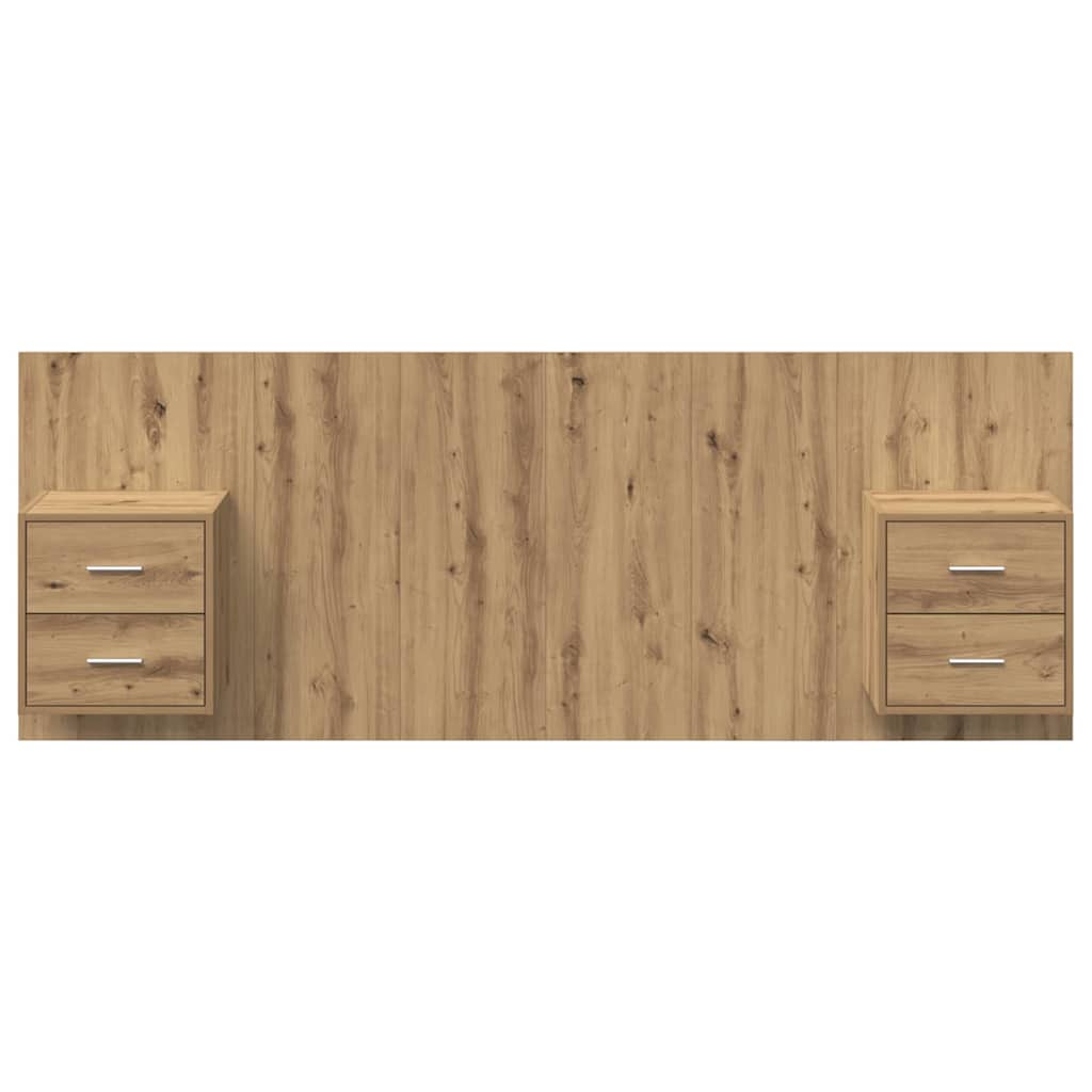 Hoofdbord Met Kast met lade 3 pcs Artisan Eiken Bewerkt hout
