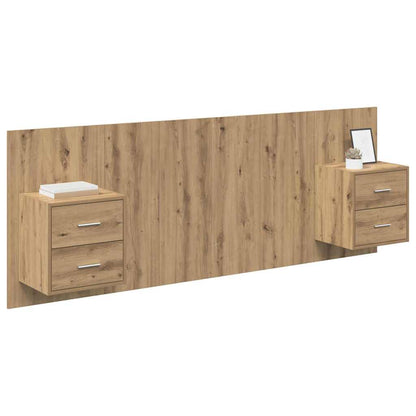Hoofdbord Met Kast met lade 3 pcs Artisan Eiken Bewerkt hout