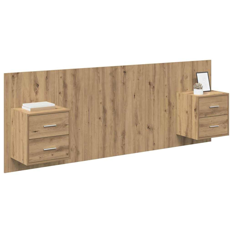 Hoofdbord Met Kast met lade 3 pcs Artisan Eiken Bewerkt hout