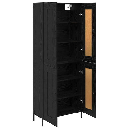 Highboard 2 pcs Zwart Eiken 69,5 x 34 x 180 cm Bewerkt hout