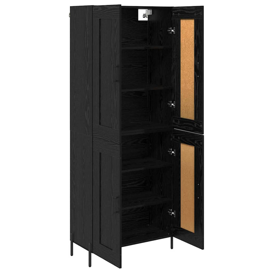 Highboard 2 pcs Zwart Eiken 69,5 x 34 x 180 cm Bewerkt hout
