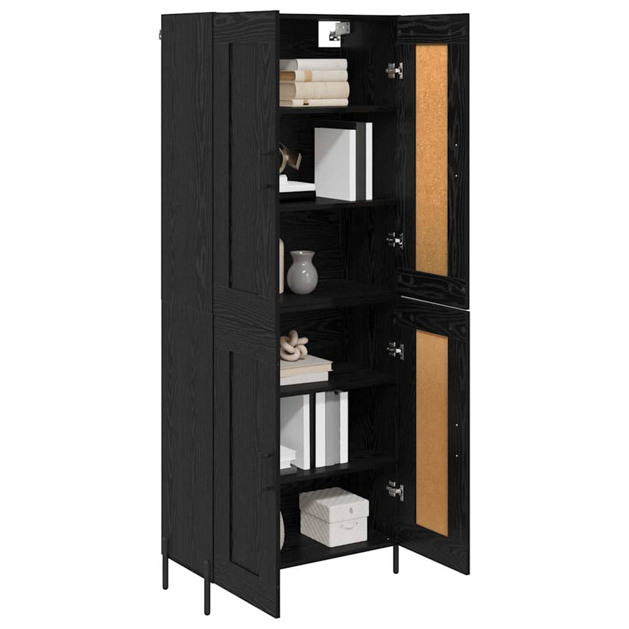 Highboard 2 pcs Zwart Eiken 69,5 x 34 x 180 cm Bewerkt hout
