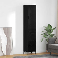 Highboard met lade Zwart Eiken 34,5 x 34 x 180 cm Bewerkt hout