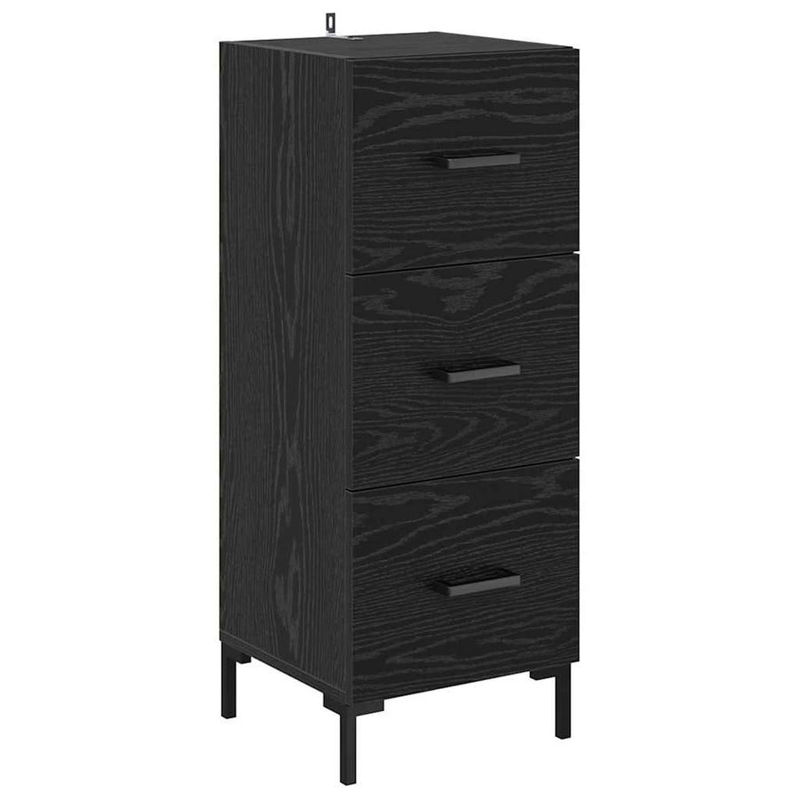 Highboard met lade Zwart Eiken 34,5 x 34 x 180 cm Bewerkt hout