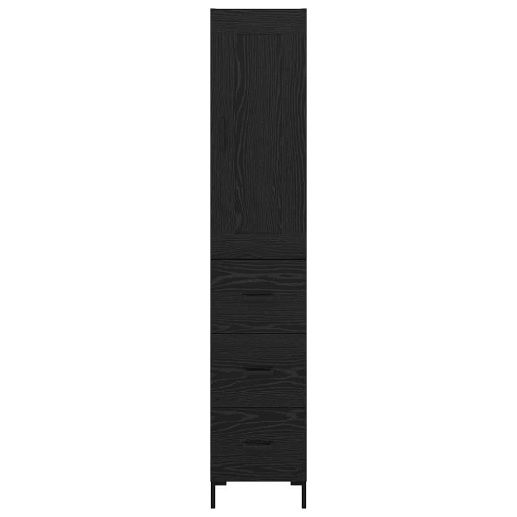 Highboard met lade Zwart Eiken 34,5 x 34 x 180 cm Bewerkt hout