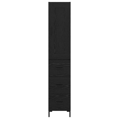Highboard met lade Zwart Eiken 34,5 x 34 x 180 cm Bewerkt hout