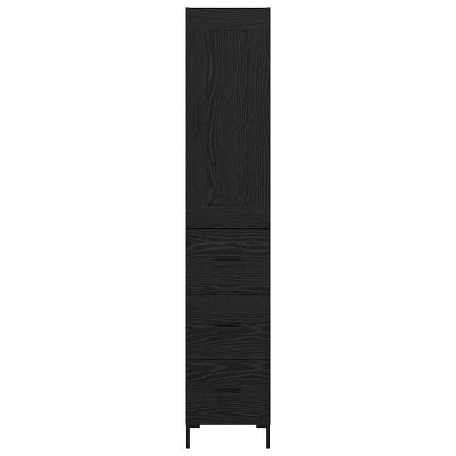 Highboard met lade Zwart Eiken 34,5 x 34 x 180 cm Bewerkt hout