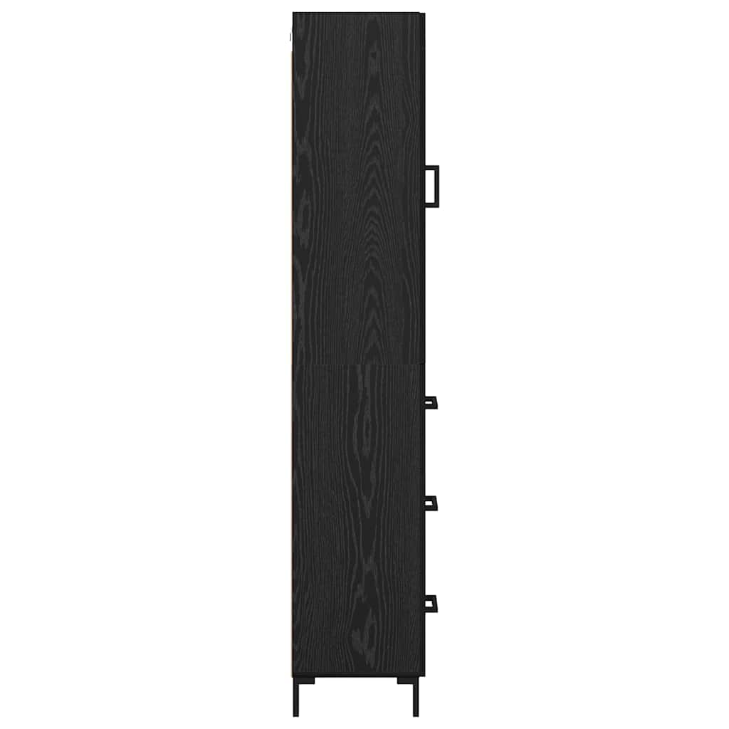Highboard met lade Zwart Eiken 34,5 x 34 x 180 cm Bewerkt hout