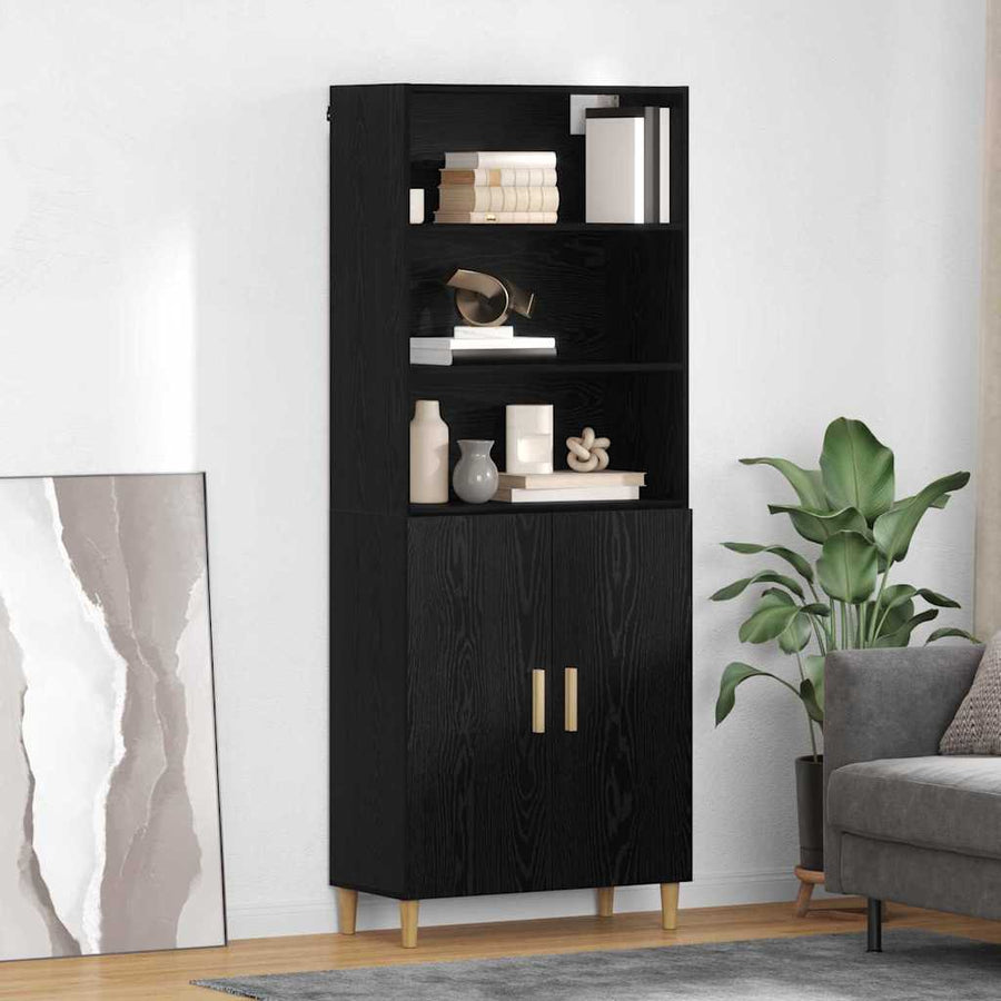 Highboard 2 pcs Zwart Eiken 69,5 x 34 x 180 cm Bewerkt hout