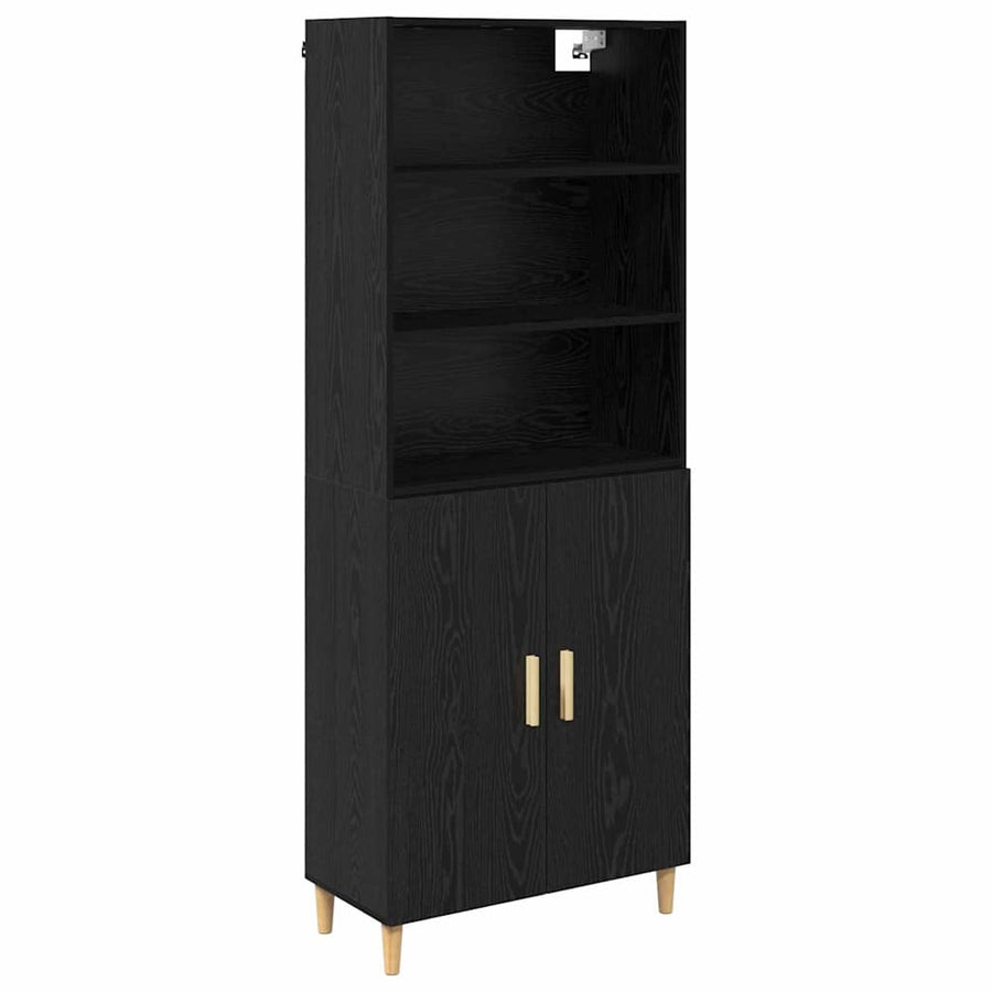Highboard 2 pcs Zwart Eiken 69,5 x 34 x 180 cm Bewerkt hout
