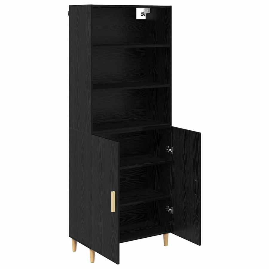 Highboard 2 pcs Zwart Eiken 69,5 x 34 x 180 cm Bewerkt hout