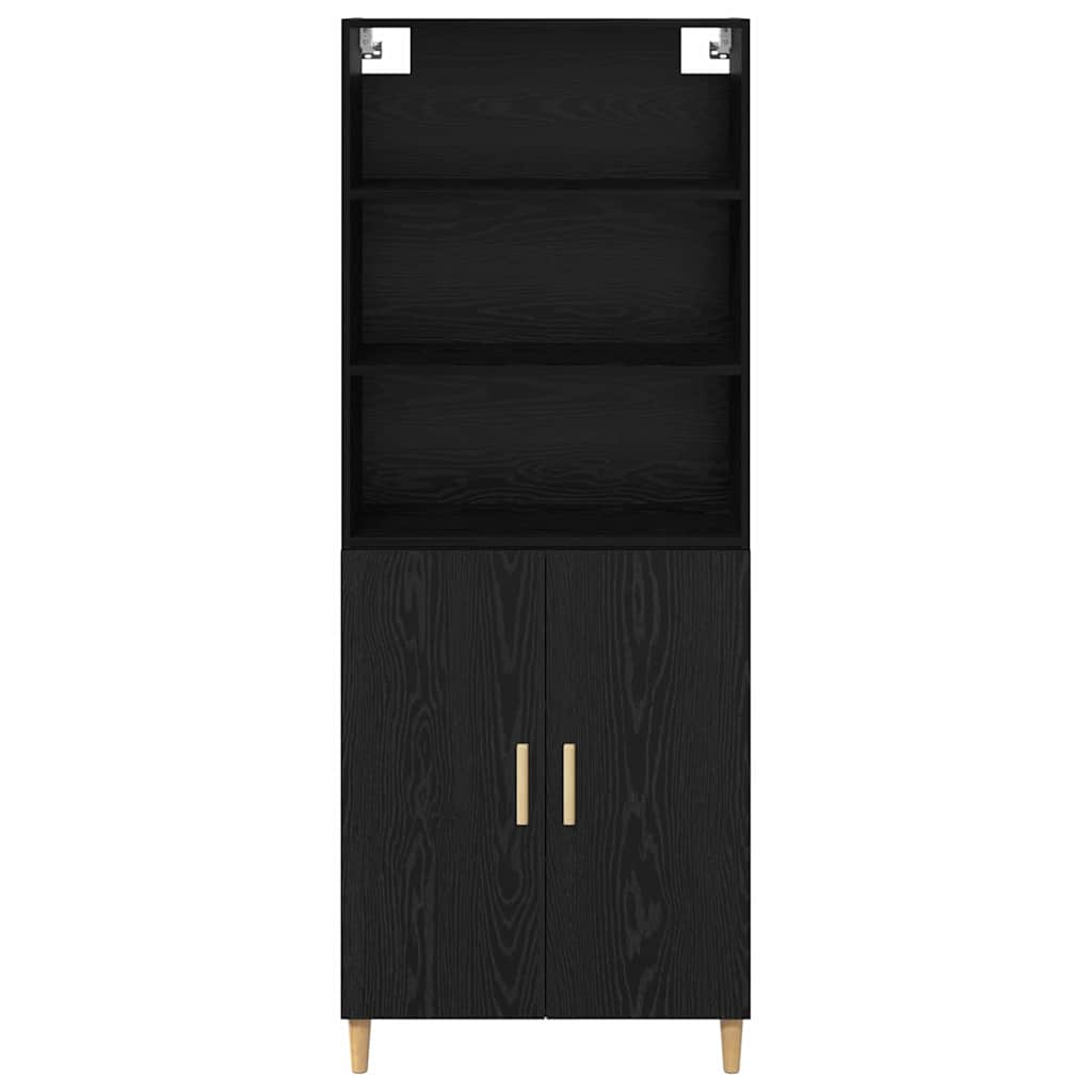 Highboard 2 pcs Zwart Eiken 69,5 x 34 x 180 cm Bewerkt hout
