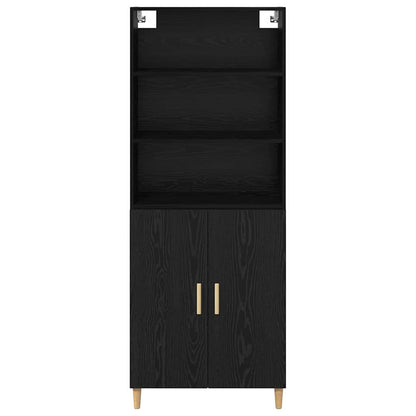 Highboard 2 pcs Zwart Eiken 69,5 x 34 x 180 cm Bewerkt hout