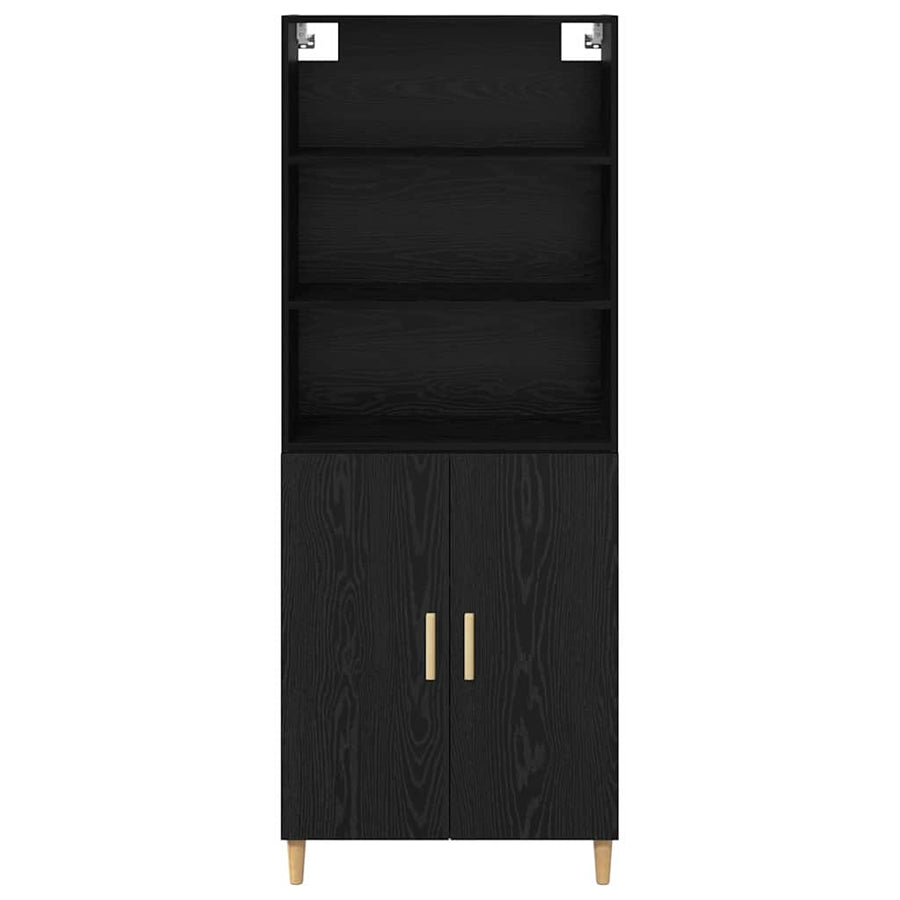 Highboard 2 pcs Zwart Eiken 69,5 x 34 x 180 cm Bewerkt hout