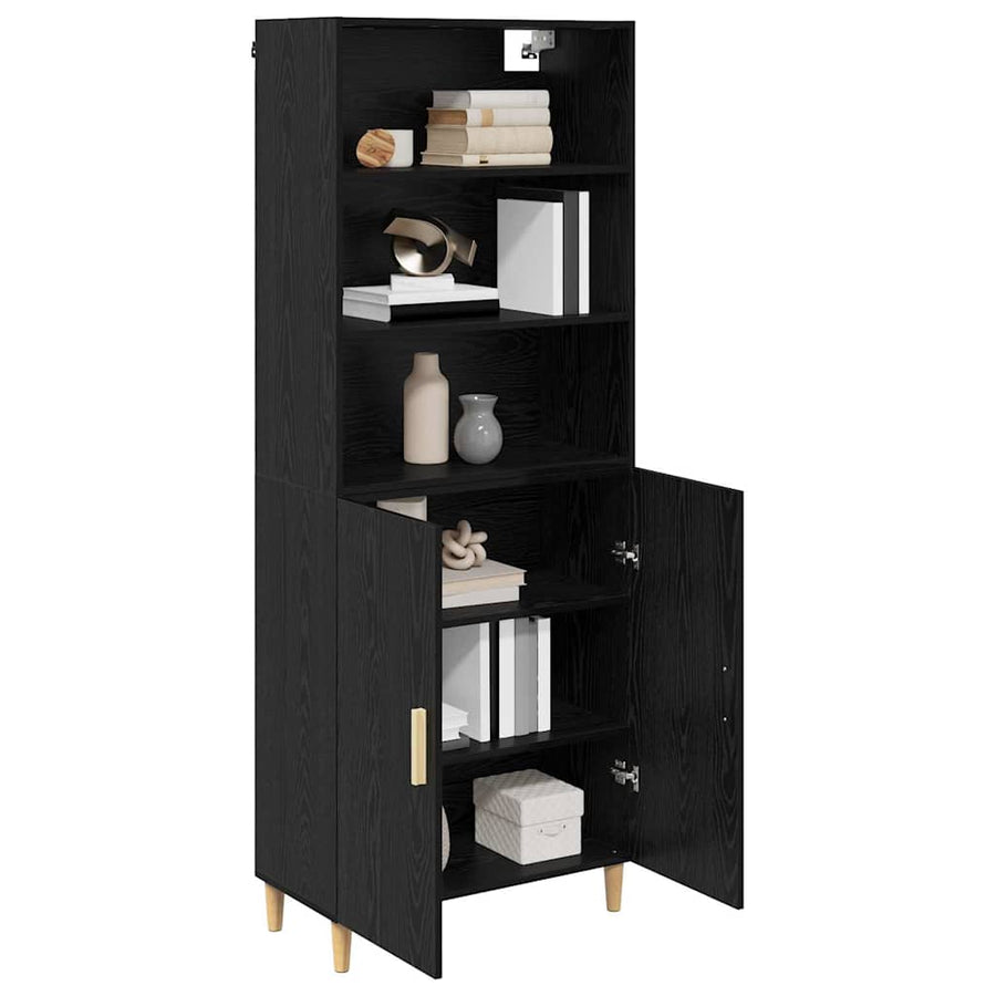 Highboard 2 pcs Zwart Eiken 69,5 x 34 x 180 cm Bewerkt hout