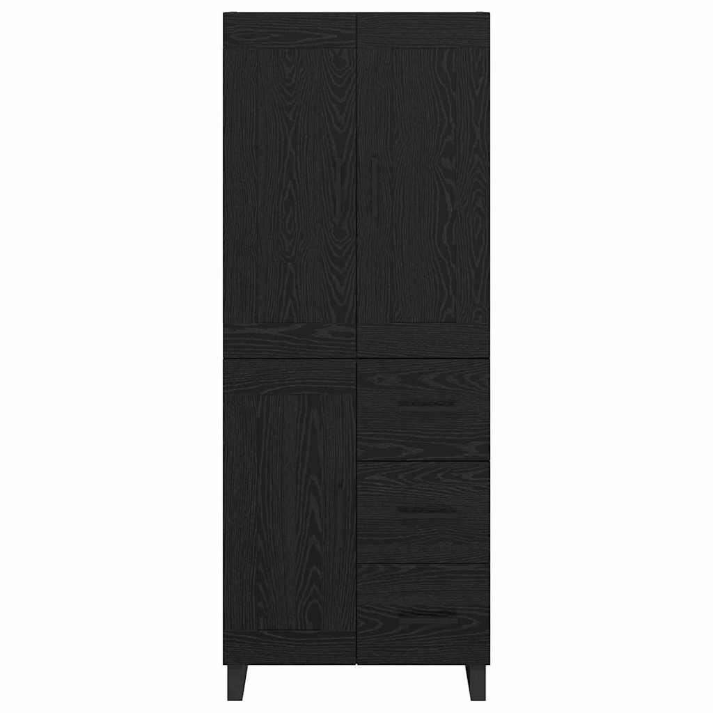 Highboard Wandgemonteerd 2 pcs Zwart Eiken Bewerkt hout