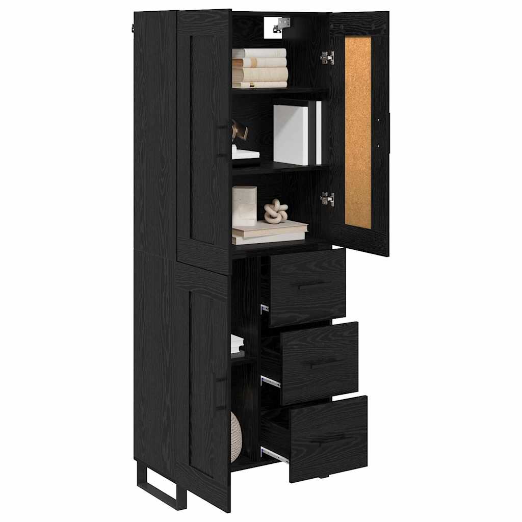 Highboard Wandgemonteerd 2 pcs Zwart Eiken Bewerkt hout