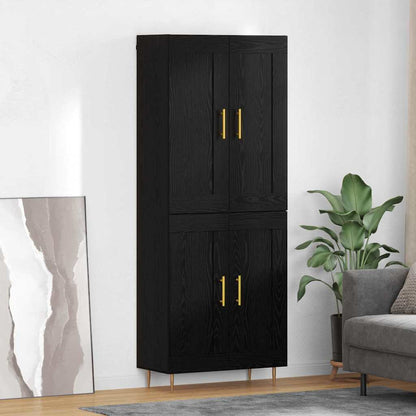 Hoge kast Zwart Eiken 69,5 x 34 x 180 cm Bewerkt hout