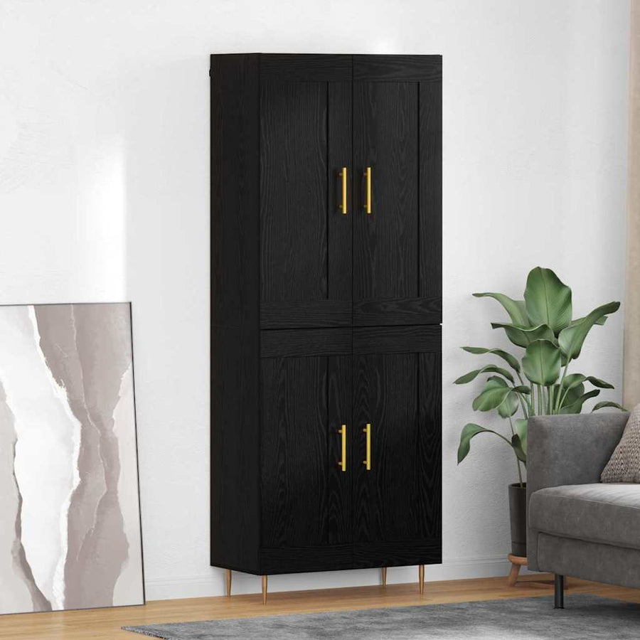 Hoge kast Zwart Eiken 69,5 x 34 x 180 cm Bewerkt hout
