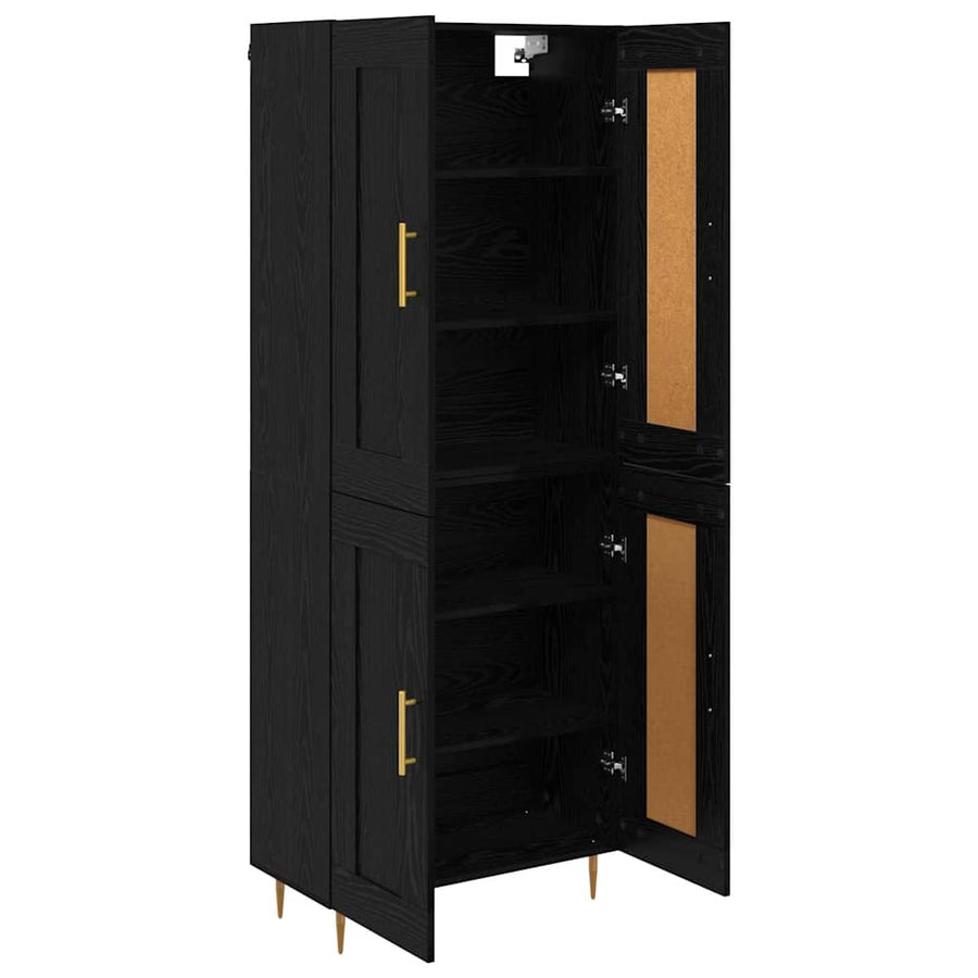 Hoge kast Zwart Eiken 69,5 x 34 x 180 cm Bewerkt hout