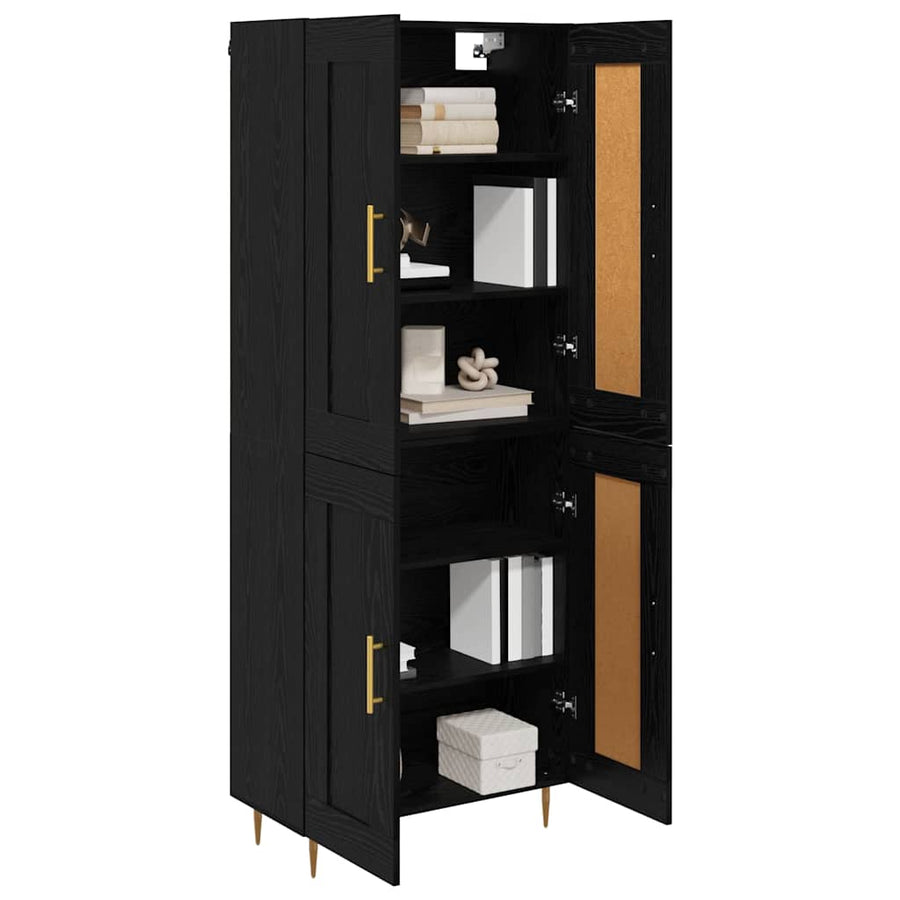 Hoge kast Zwart Eiken 69,5 x 34 x 180 cm Bewerkt hout