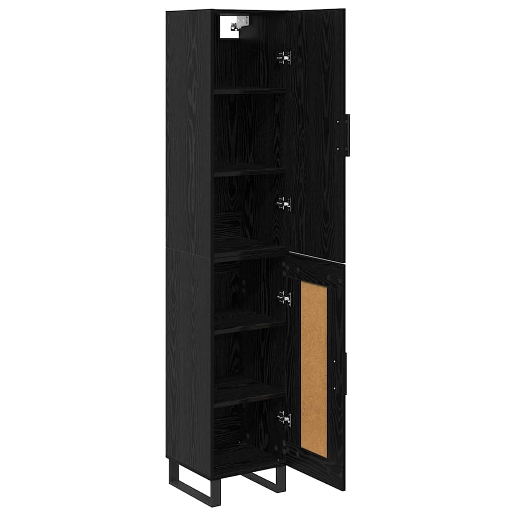Highboard Zwart Eiken 34,5 x 34 x 180 cm Bewerkt hout