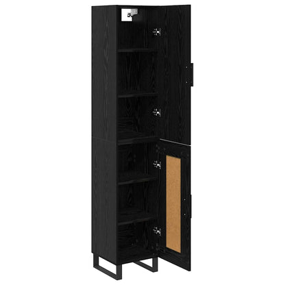 Highboard Zwart Eiken 34,5 x 34 x 180 cm Bewerkt hout