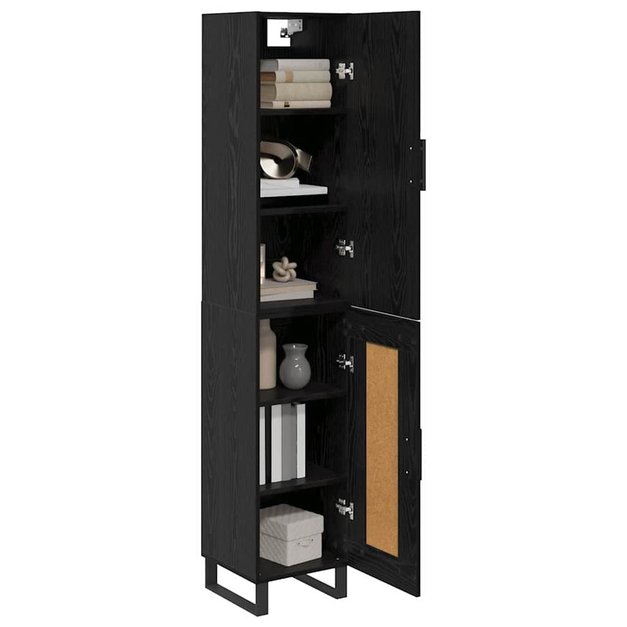 Highboard Zwart Eiken 34,5 x 34 x 180 cm Bewerkt hout