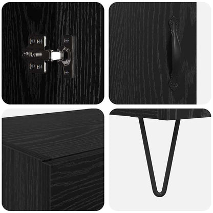 Highboard Zwart Eiken 69,5 x 34 x 180 cm Bewerkt hout