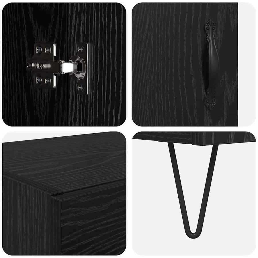 Highboard Zwart Eiken 69,5 x 34 x 180 cm Bewerkt hout