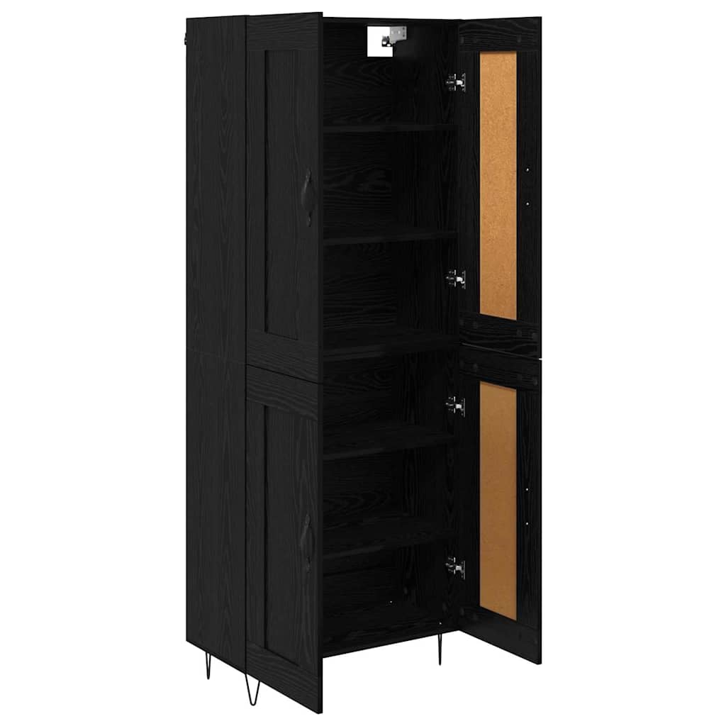 Highboard Zwart Eiken 69,5 x 34 x 180 cm Bewerkt hout