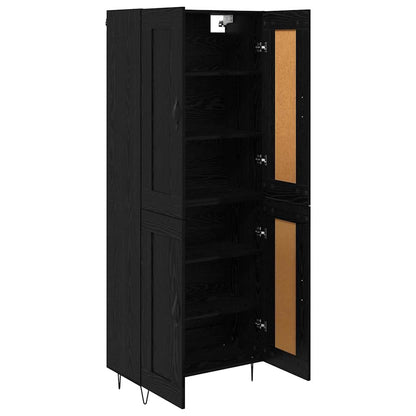 Highboard Zwart Eiken 69,5 x 34 x 180 cm Bewerkt hout