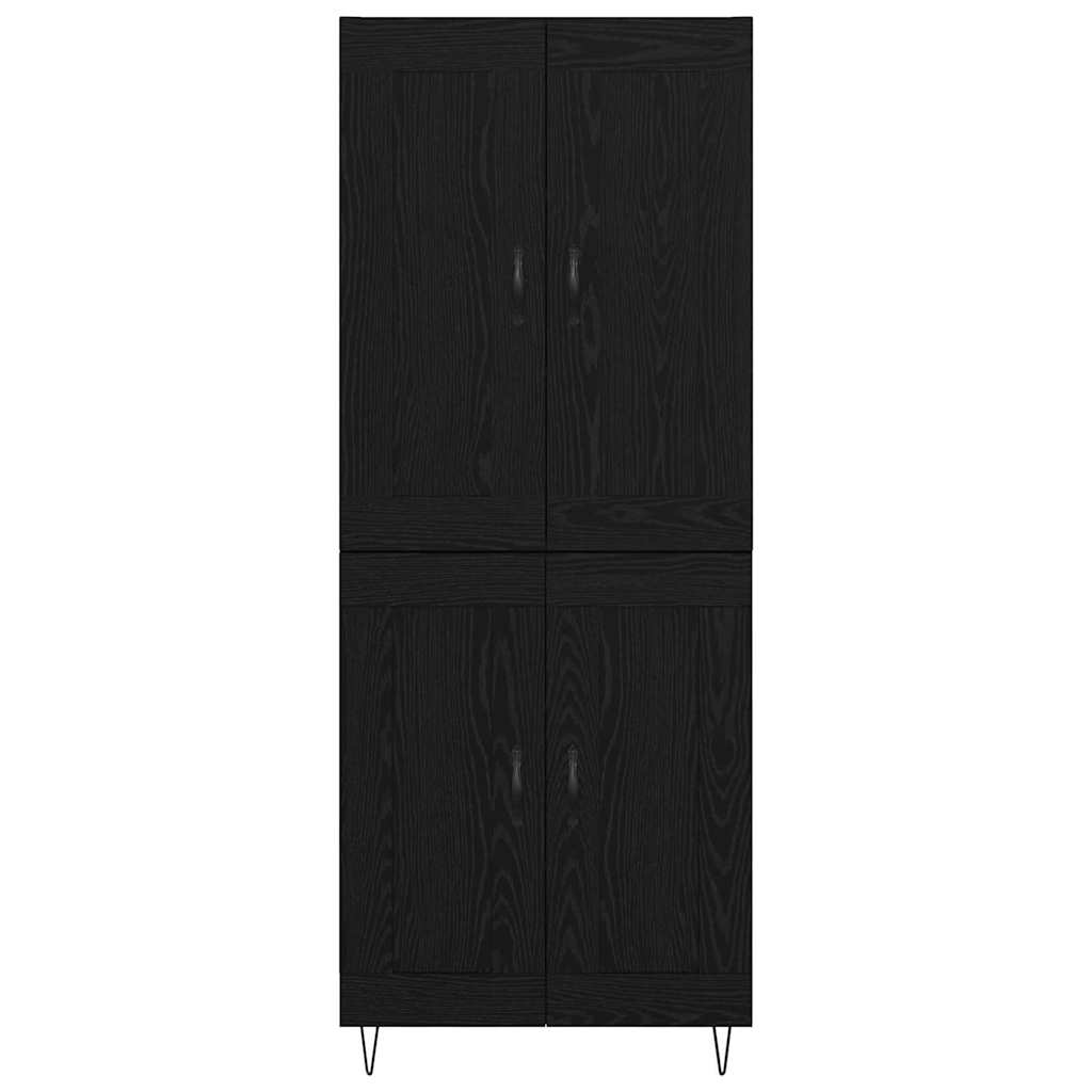 Highboard Zwart Eiken 69,5 x 34 x 180 cm Bewerkt hout