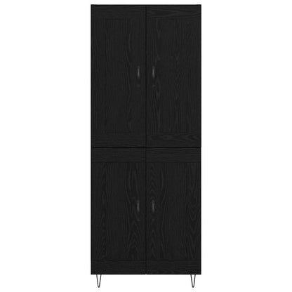 Highboard Zwart Eiken 69,5 x 34 x 180 cm Bewerkt hout