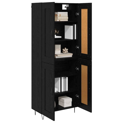 Highboard Zwart Eiken 69,5 x 34 x 180 cm Bewerkt hout