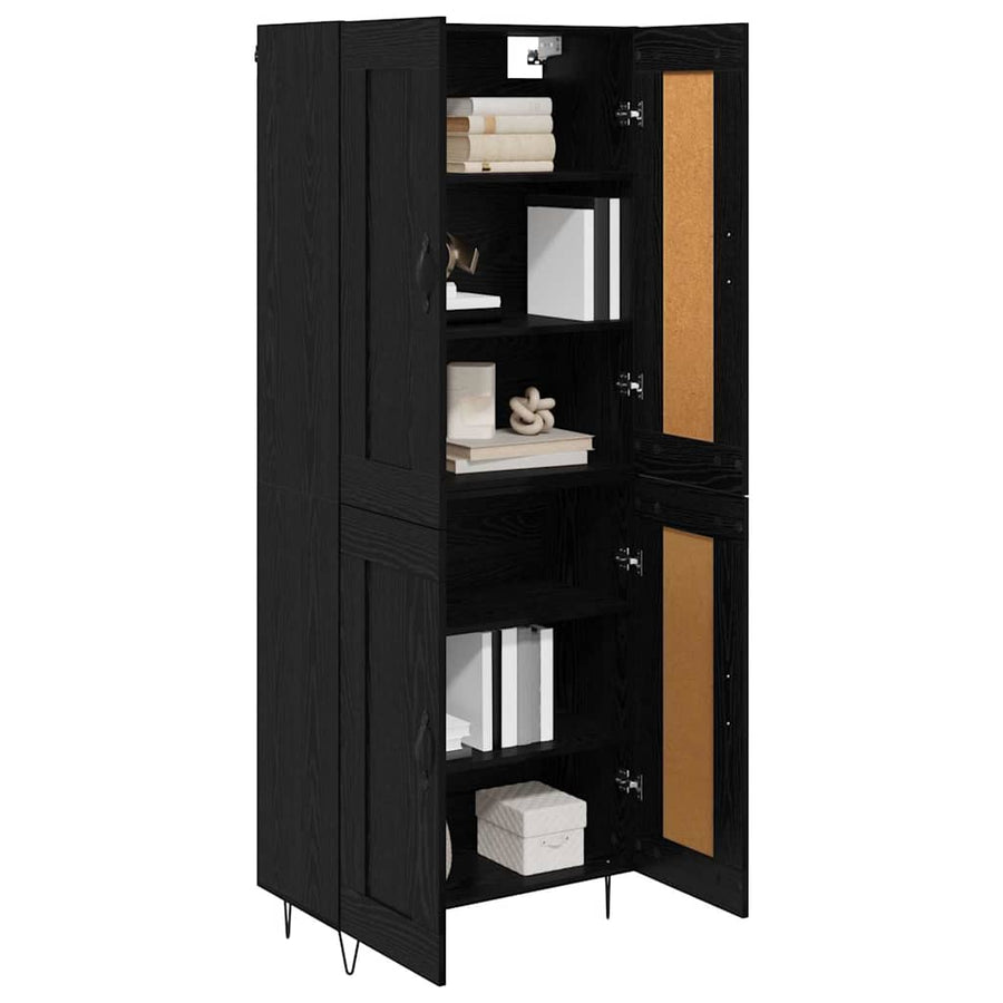 Highboard Zwart Eiken 69,5 x 34 x 180 cm Bewerkt hout