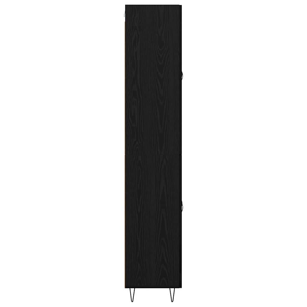 Highboard Zwart Eiken 69,5 x 34 x 180 cm Bewerkt hout