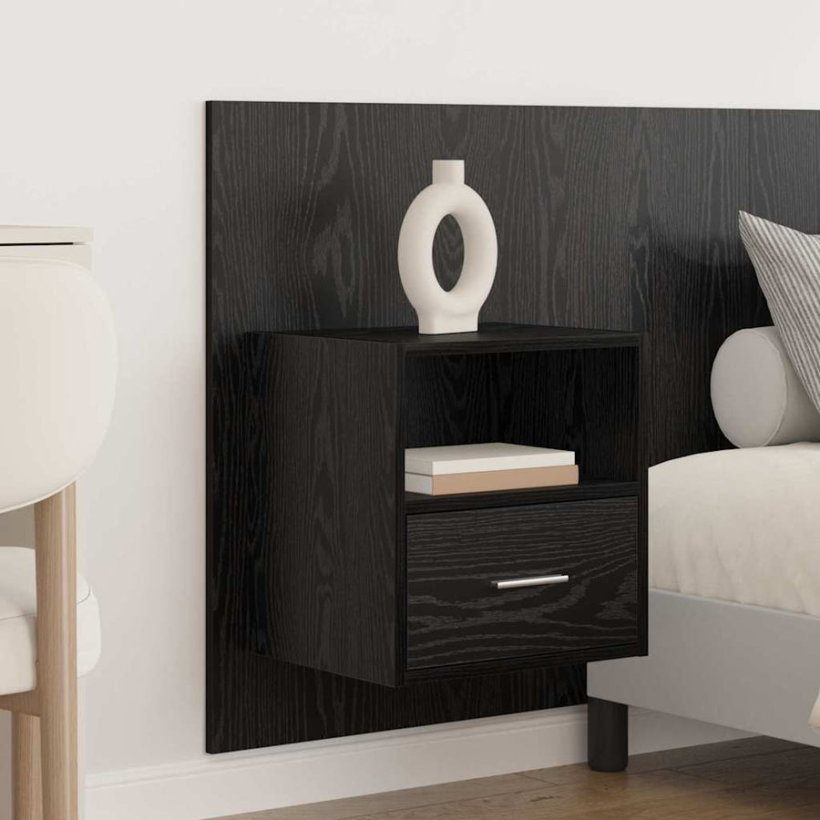 Hoofdbord Met Kast met lade 3 pcs Zwart Eiken Bewerkt hout