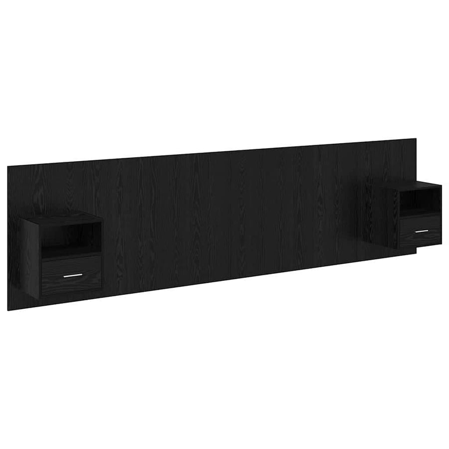 Hoofdbord Met Kast met lade 3 pcs Zwart Eiken Bewerkt hout