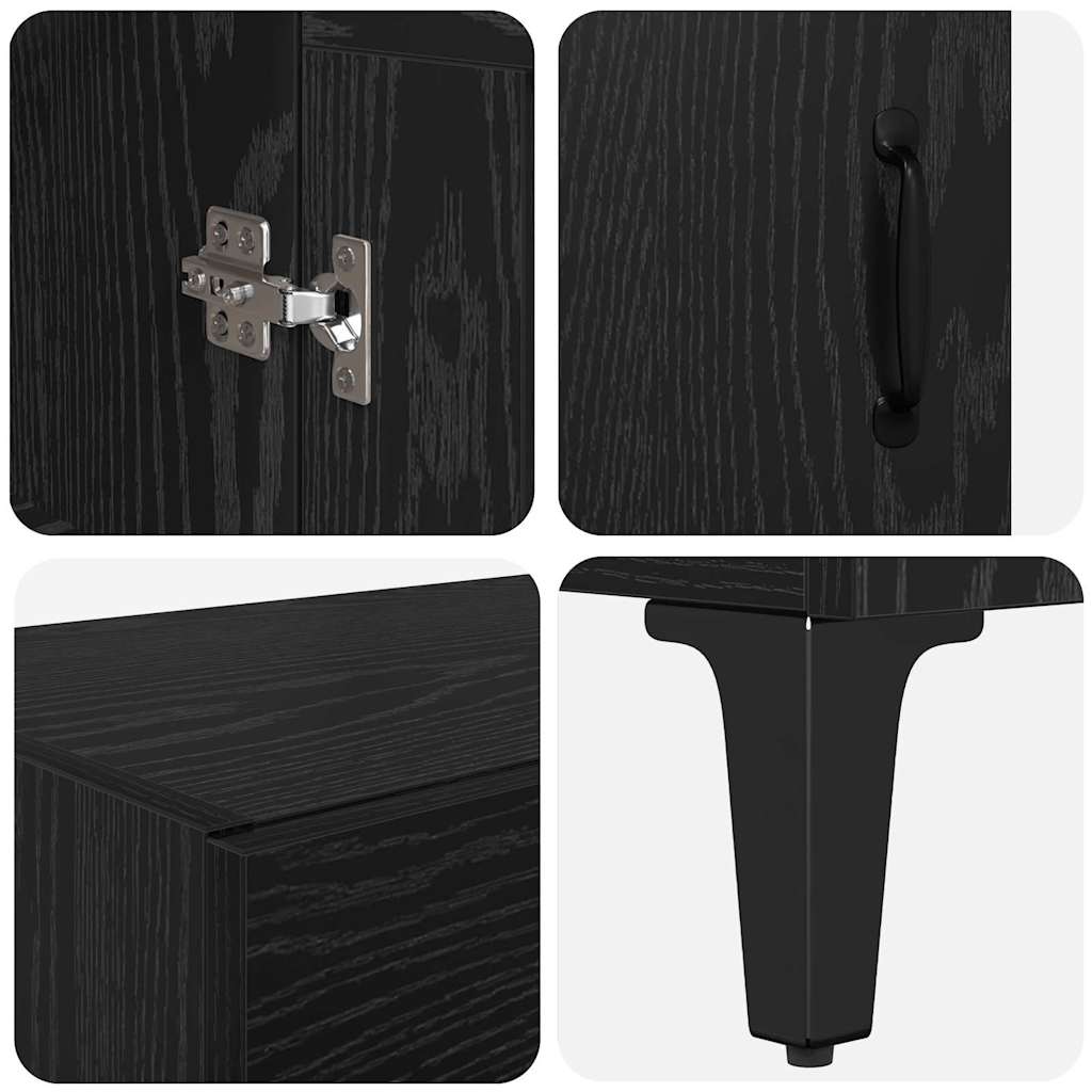 Highboard Zwart Eiken 69,5 x 34 x 180 cm Bewerkt hout